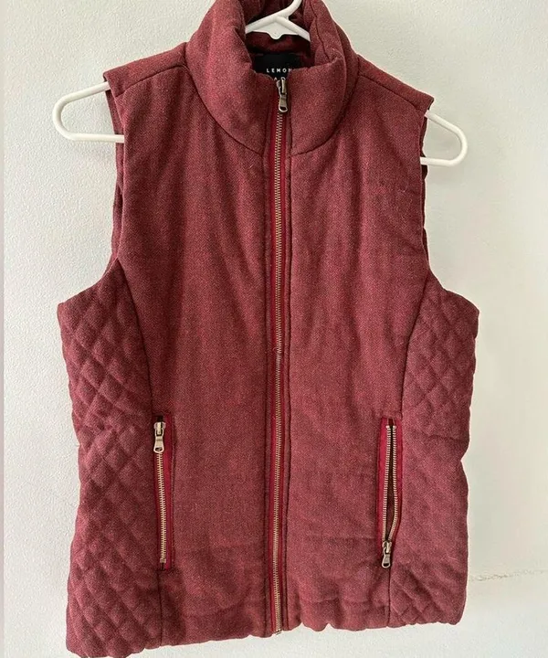 Lemon Tart Vest Women's Small Burgundy Skyros Wool Quilted Winter Gorpcore - Image 4