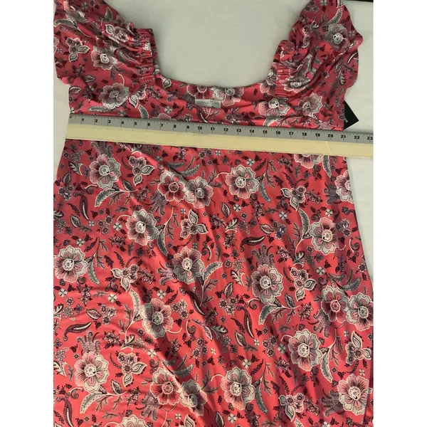 Signature by Bobbie Brooks Coral Floral Print Dress Plus Size 1X‎ Short Sleeve - Image 6