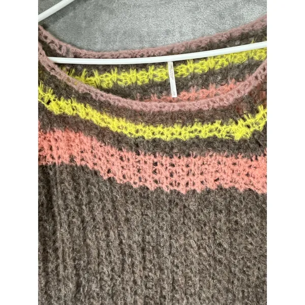 Free People Alpaca Reach for the Stars Sweater Striped Slouchy Boho Casual Large - Image 3