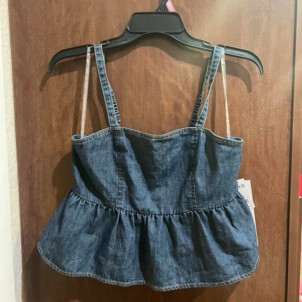 Celebrity Pink - Denim tank top with adjustable straps - Image 2