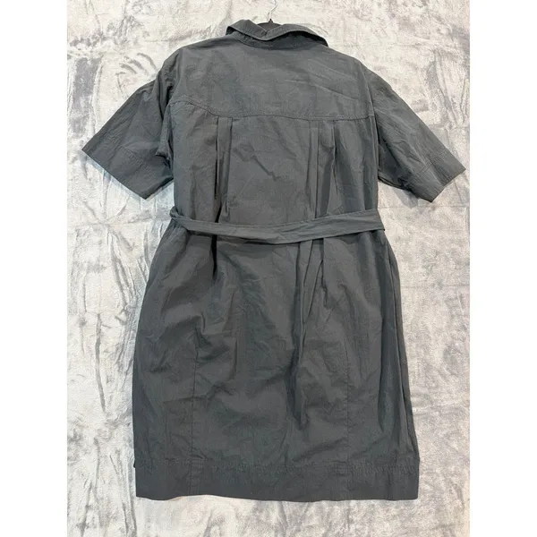 8 Seconds Shirt Dress Womens Gray Short Sleeve Belted Utility Cotton Blend M - Image 5