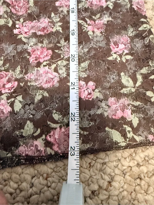 New In Floral Mesh Mock Neck Top Brown‎ Pink Rose Print M - Image 6