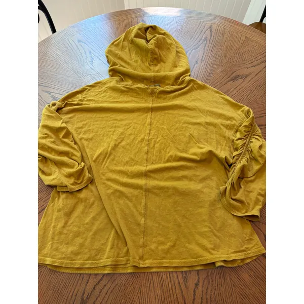 FP Movement‎ Mustard Yellow Organic Pima Cotton Ruched Sleeve Hoodie XS - Image 7