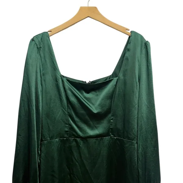 Lulus Got The Love Emerald Green Satin Square-Neck Mini Dress size XL - Image 6