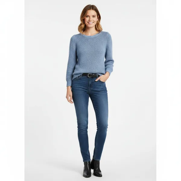 J Crew Blue Long Sleeve Woven Knit Crewneck Sweater NEW S - Image 6