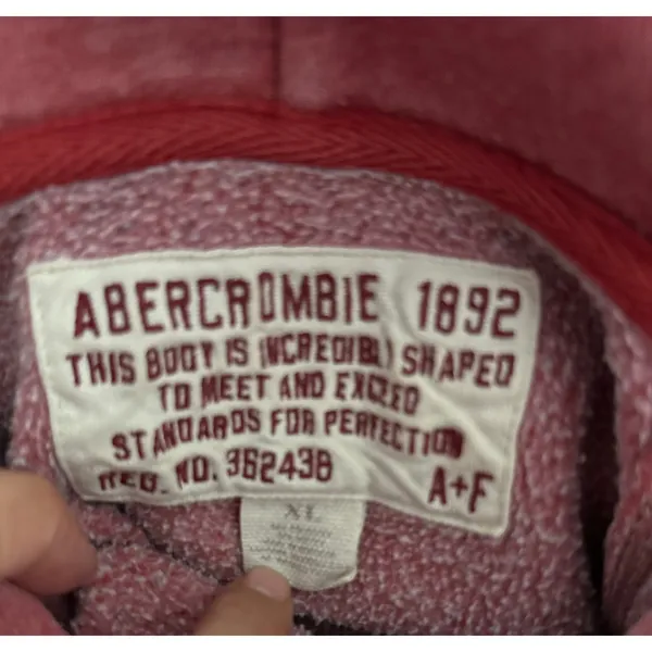 Vintage Y2K Abercrombie & Fitch "Rowing Team" Hoodie Sweatshirt Washed Red XL - Image 2