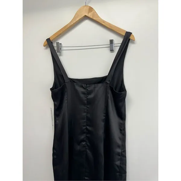 AQUA Mini‎ Satin Dress Size Large Black Square Neck Sleeves Exclusive NWT - Image 10