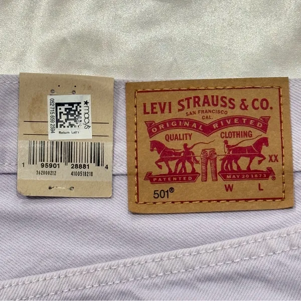 NWT Levi’s 501 Cropped Jeans 30x26 Light Purple Straight Leg Pastel Festival - Image 10