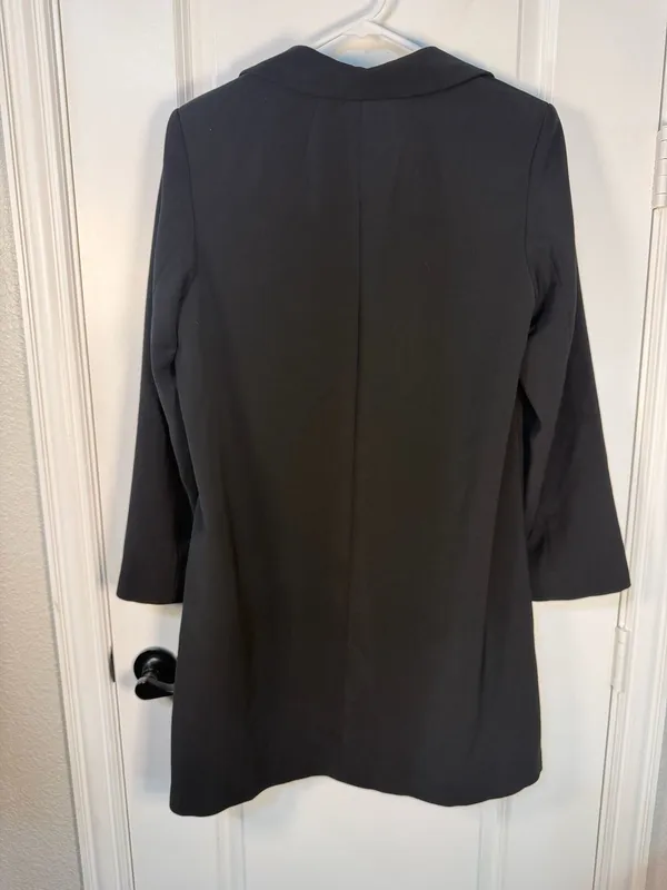 Gallery Black Button-Front Trench Coat Size S - Image 4