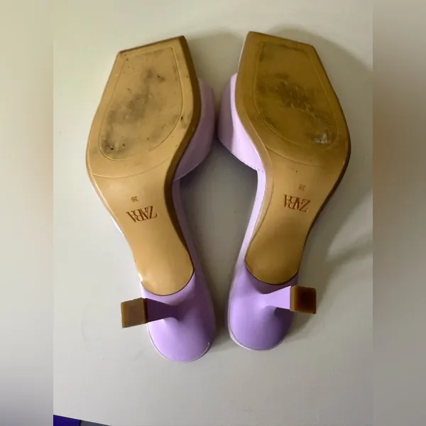 Zara‎ Women's Lavender Slide Sandals/heels Size 36 - Image 6