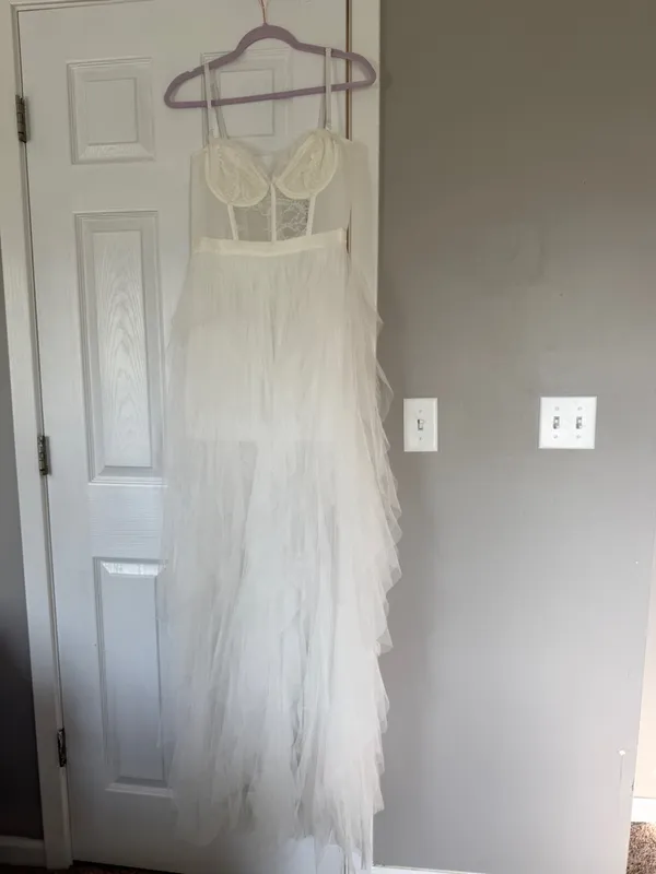 Klessis White Lace Bralette Maxi Dress Tulle Bridal Shower Bachelorette NWT - Image 10