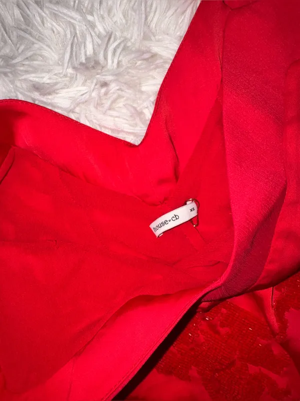 NEW House of CB Anastelle Bead Embellished Satin Mermaid red Gown Sz XS - Image 7