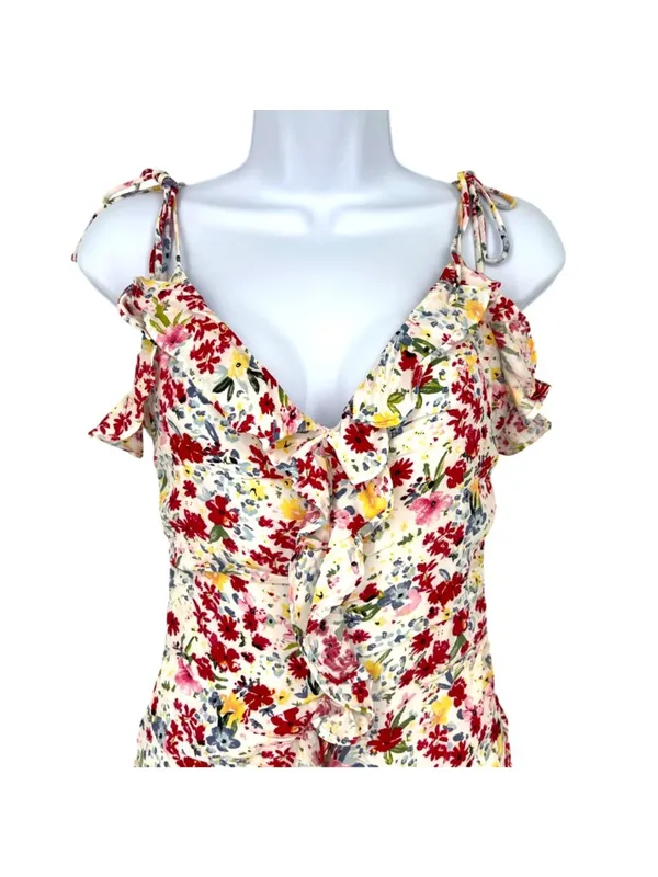 ASTR The Label Ditsy Floral Coquette Ruffle Mini Dress White Multicolor Size XS - Image 4