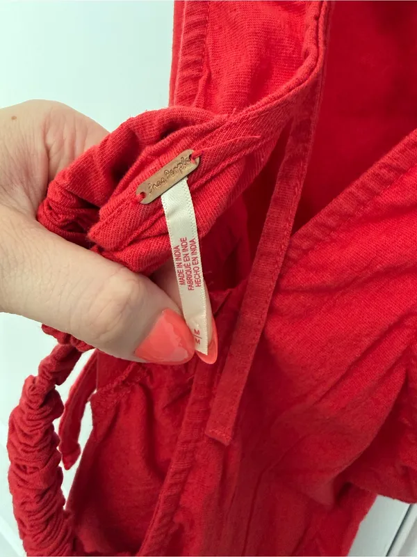 Free People Kaylor Backless Red Linen Top - Image 5