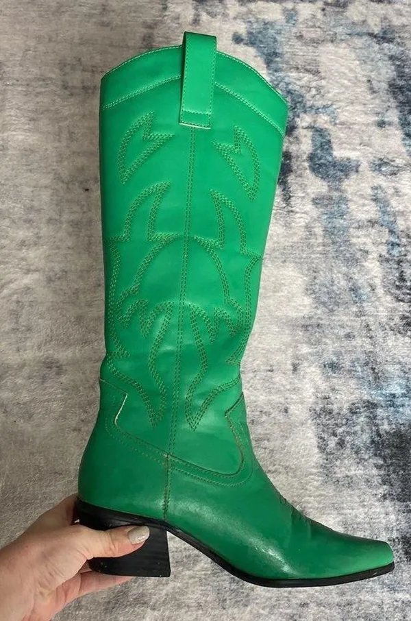 Green Cowboy Boots Size 6 - Image 5