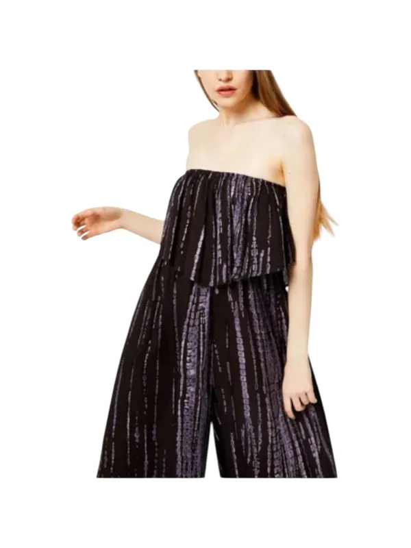 Free People Summer Vibes Tie Dye strapless Jumpsuit wide leg cropped pants Sz S - Image 2