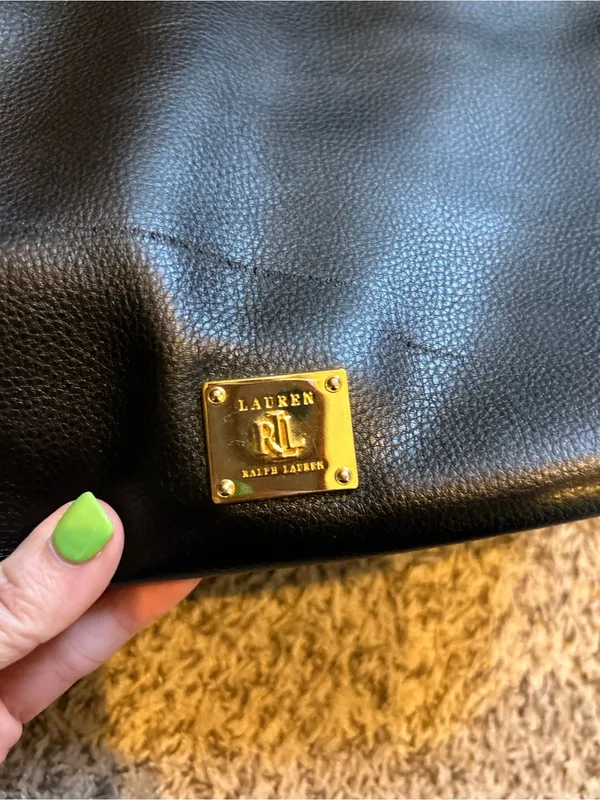 Lauren Ralph Lauren black pebbled leather oversized shoulder bag old money chic - Image 10