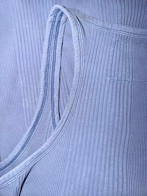 Aerie Blue Ribbed Button-Front Henley Scoop Neck Tank Top Women's Size M - Image 4