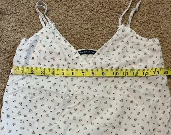Brandy Melville Floral White Spaghetti Strap Top - Image 7