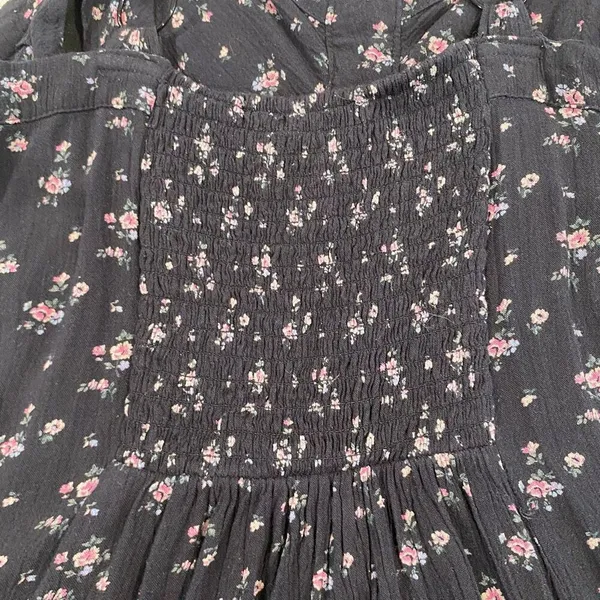American Eagle Floral Babydoll Mini Dress Women Small Navy Button Front Sundress - Image 9