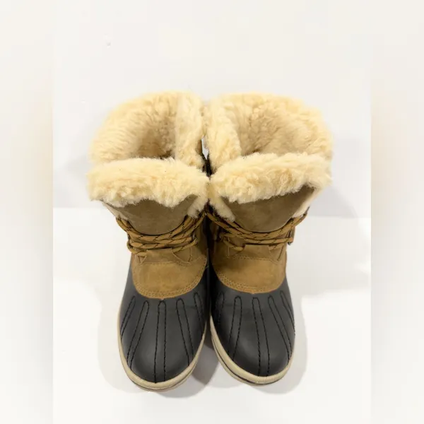 PAWZ Shearling Lined Duck Boots Tan & Black Winter Snow Boots Women’s 6 - Image 10