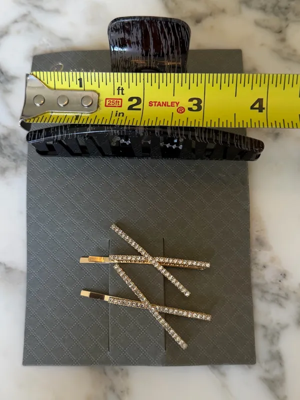 NWT Last Claw Brown Hair Claw Clip & Gold Rhinestone Bobby Pin Set 4” - Image 2