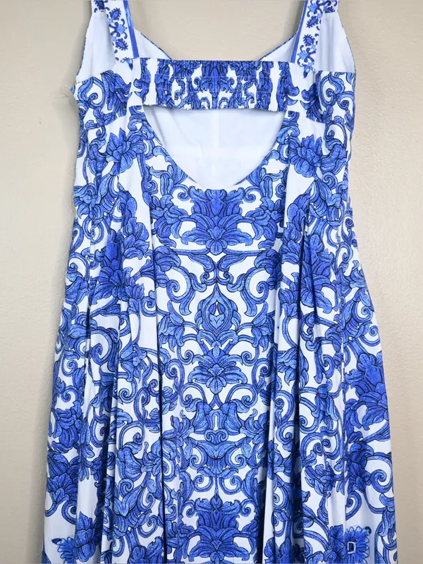 Antonia Melani Women's 8 Gabriela Printed Cotton Poplin Lined Midi Dress - Image 6