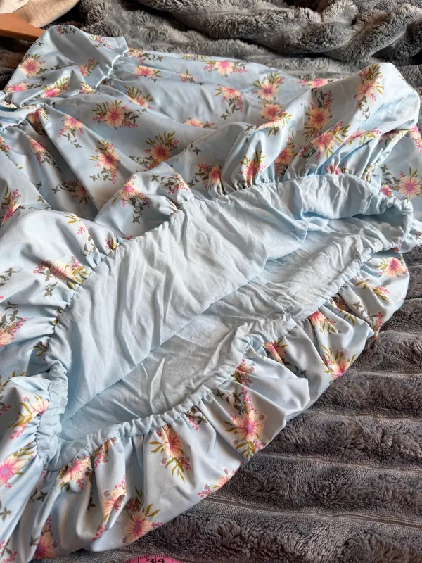 Free People In A Bubble Mini Dress Light Blue Floral Sz S Coquette Cottagecore - Image 6