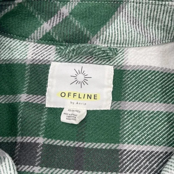 Offline by Aerie XS Plaid Green & White Jacket Shacket Oversized Women’s Layers - Image 5
