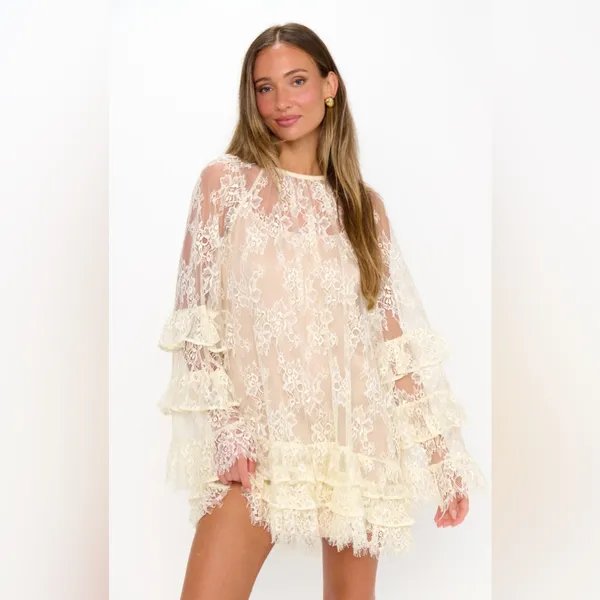 NWOT Show Me Your Mumu Joelle Lace Mini Dress size Xs with slip - Image 4