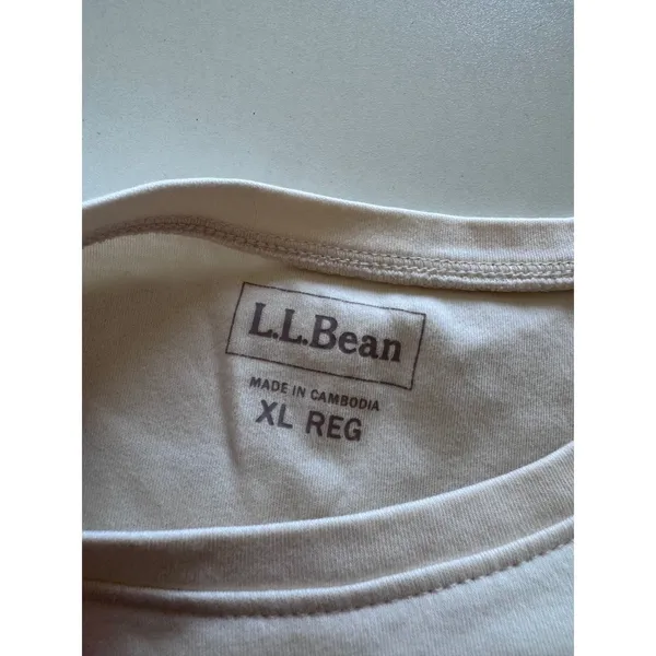 L.L.Bean Womens XL Reg Cream Short Sleeve Crew‎ Neck T Shirt Cotton Basic - Image 4
