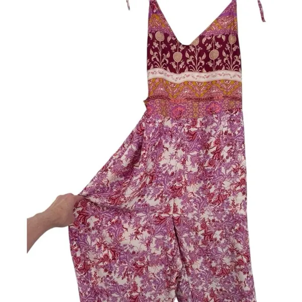 Free People Leona Floral Printed Jumpsuit Lilac Size Medium Boho Beachy Festival - Image 8