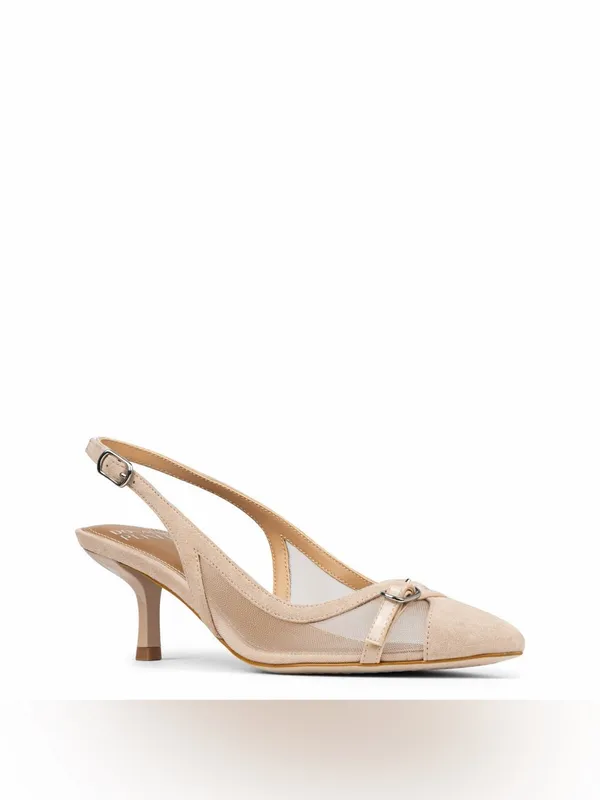 Donald Pliner Carwyn Mesh Slingback Kitten Heels Pointed Toe‎ Nude 6.5 Chic Work - Image 2