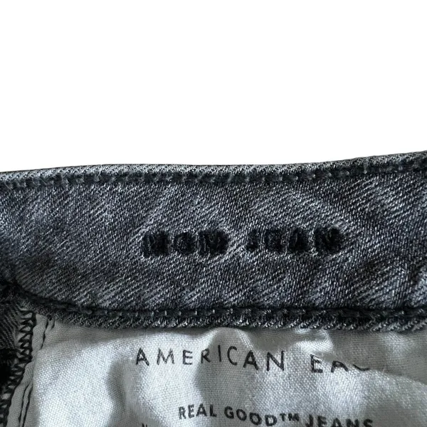 American Eagle Mom Jean Solid Denim Pants Black Grunge Distressed Size 4 Short - Image 5