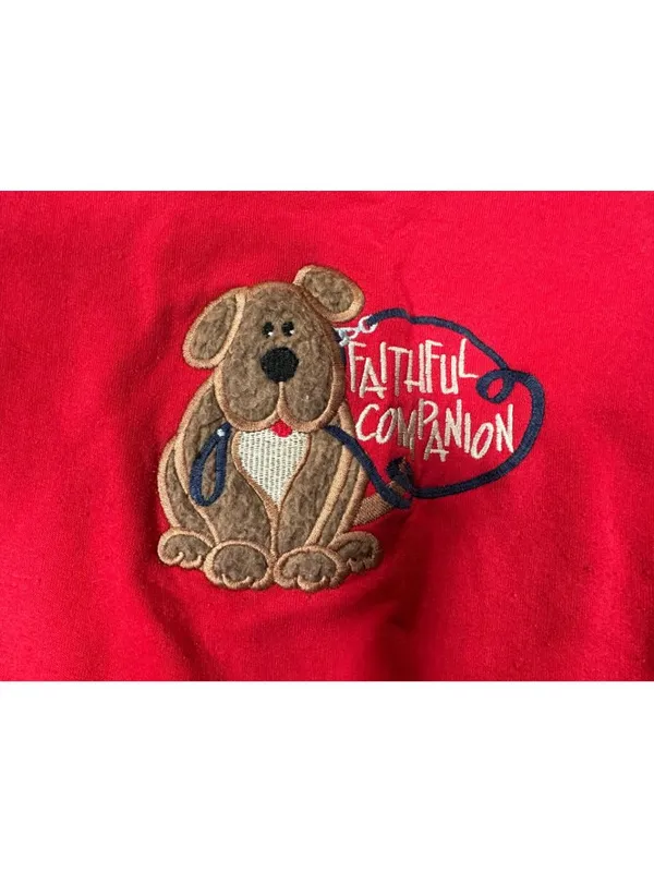 M&C Sportswear Red Faithful Companion Sweatshirt Medium 90s Graphic - Image 2