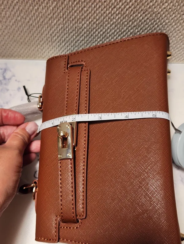 Brown Top Handle Flap Bag with Adjustable Crossbody Strap - Image 9