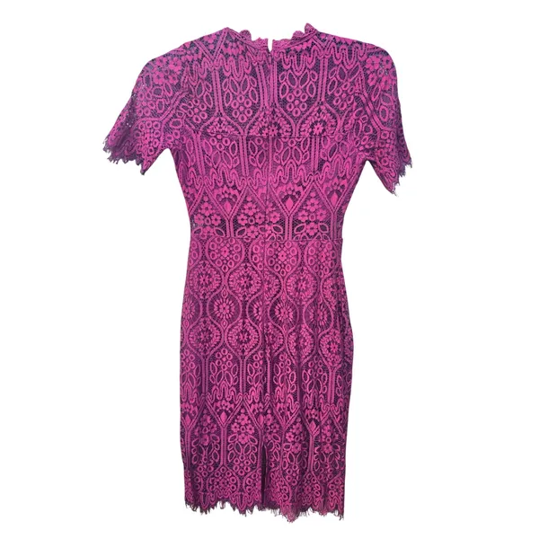 Lulus‎ Remarkable Plum Purple Floral Lace Short Sleeve Mock Neck Dress JML6912 S - Image 3