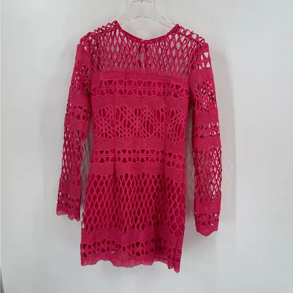 Anthropologie Endless Rose LONG SLEEVE CROCHET MINI‎ DRESS size large NWT - Image 5