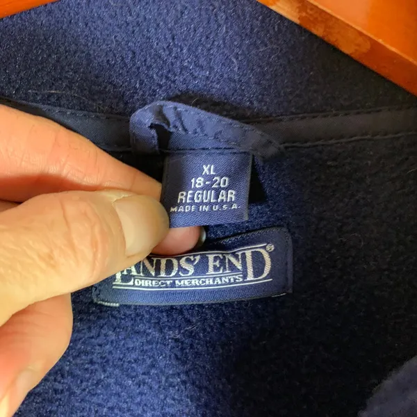 Lands‎ End Polartec Fleece Pullover Womens XL 18-20 Navy Blue Half Zip Made USA - Image 2