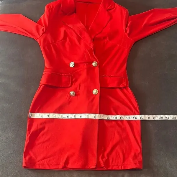 Women’s Red Double-Breasted Long Sleeve Jacket Dress **Size M Runs SMALL NWOT - Image 11