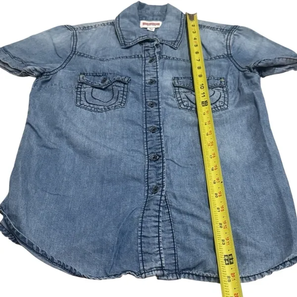 True Religion Y2K Button Front Chambray Western Rodeo‎ Top Size XS - Image 10