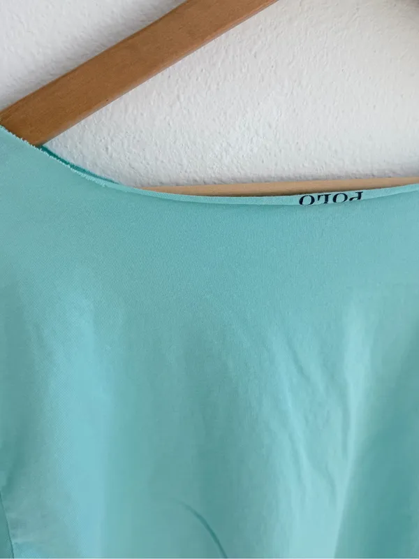 Polo Ralph Lauren Off The Shoulder Light Green Cropped Tee - Image 9