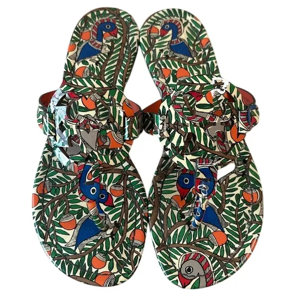 Tory Burch Miller Something Wild Patent‎ Sandals 7.5 Rare Print - Image 2