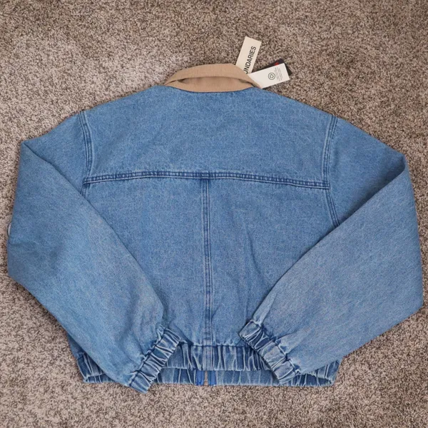 No Boundaries Stranger Things Denim Jacket Women S 4-6‎ Blue Corduroy Collar NWT - Image 9