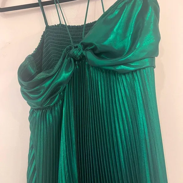 NEW Anthropologie Reiss Roya Women's Halter Neck Pleat Midi Dress Emerald Green - Image 5