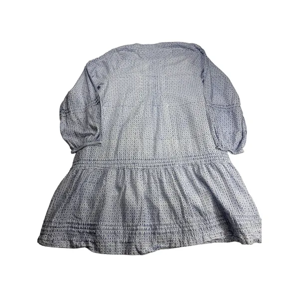 Roller Rabbit Cottagecore Blue White Floral Print Tunic Dress Pintuck Tiered XS - Image 4