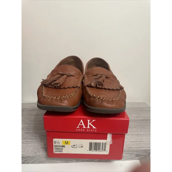 Anne Klein Graceanns Iflex‎ tobacco leather 9 1/2 M women's slip on tassels - Image 2