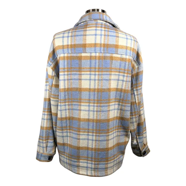 LELIS‎ Women's Light Blue Plaid Oversized Shacket, Small - Image 5