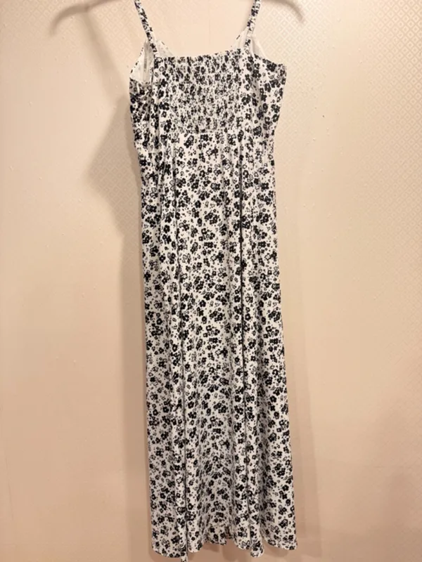 Zara Black White Floral Button Front Spaghetti Strap Midi Slip Dress Size XS - Image 7
