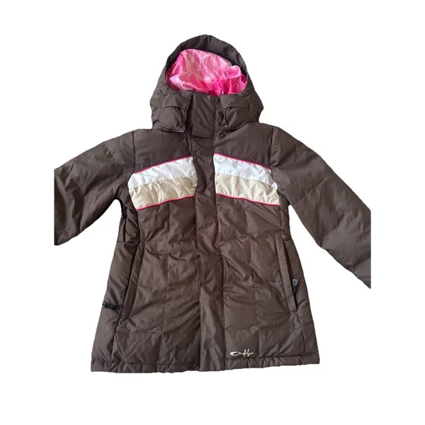Oakley Women's Full Zip Ski Snowboard Jacket Brown Pink Small Down Puffer‎ Coat - Image 2